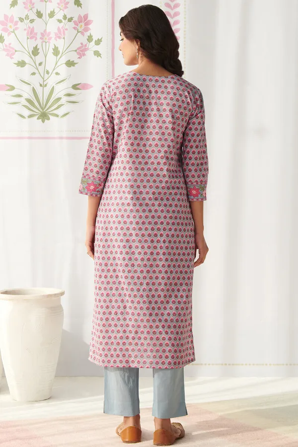 Grey_Pure_Cotton_Straight_Floral_Kurti_for_Women