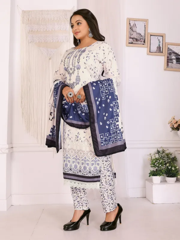 White_Printed_Straight_Kurta_Set_With_Dupatta_For_Women