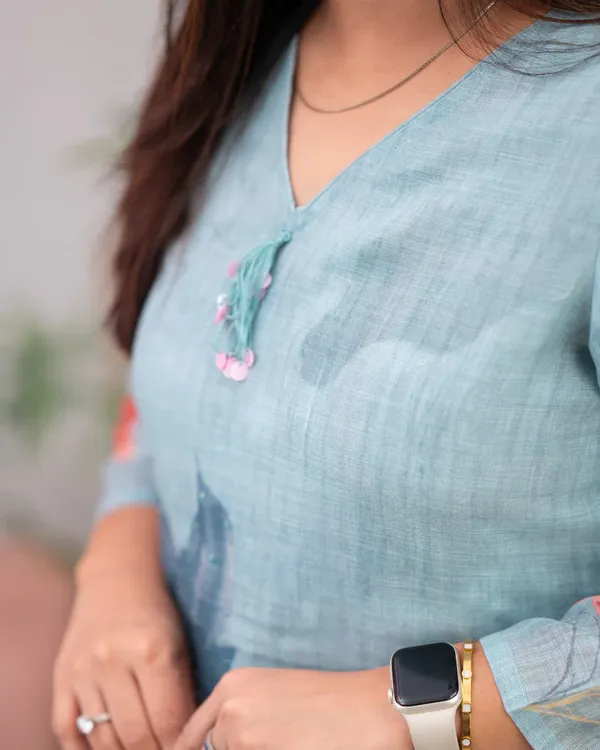 Blue_Chanderi_Cotton_Straight_Kurta_Set_for_Women