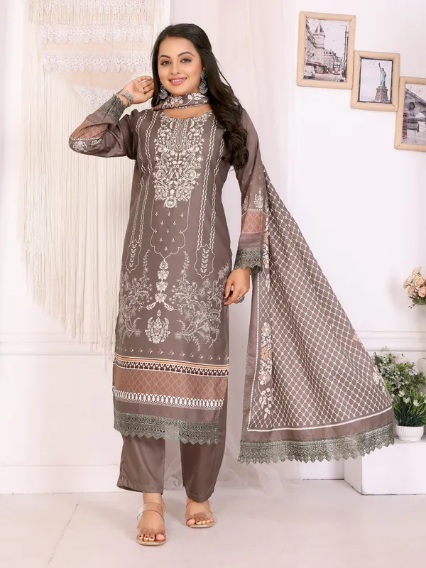 Brown_Printed_Straight_Kurta_Set_With_Dupatta_For_Women
