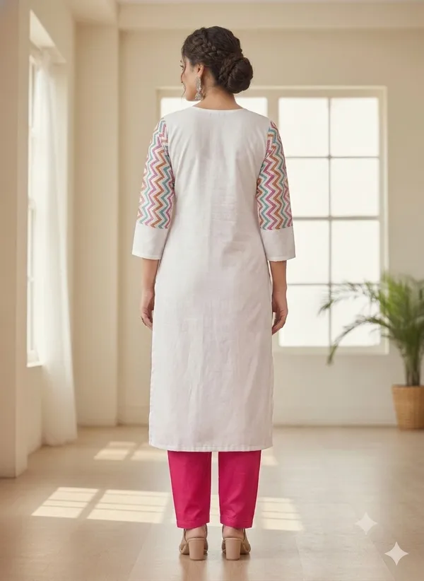 White_And_Pink_Malai_Satin_Printed_Kurta_Set_For_Women