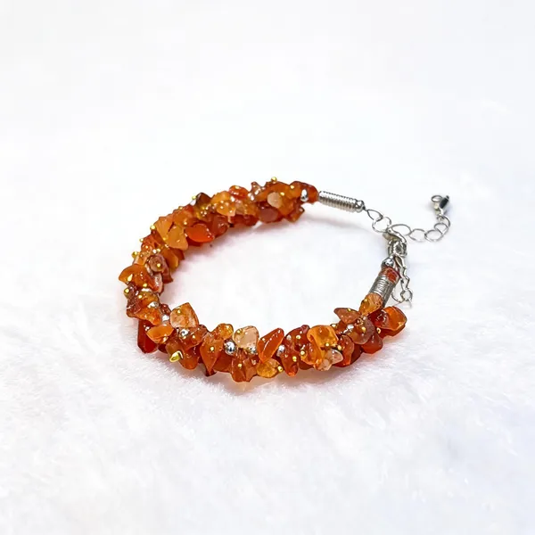 Burnt_Orange_Carnelian_Chips_Bracelet_For_Unisex