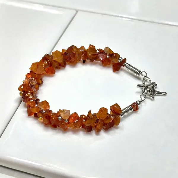 Burnt_Orange_Carnelian_Chips_Bracelet_For_Unisex