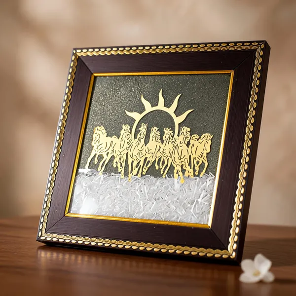 Pyrite_&_Selenite_Seven_Horse_Decorative_Frame_For_Wealth_&_Positivity