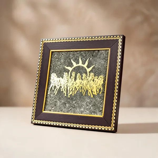 Pyrite_Seven_Horse_Decorative_Frame_For_Success_&_Wealth