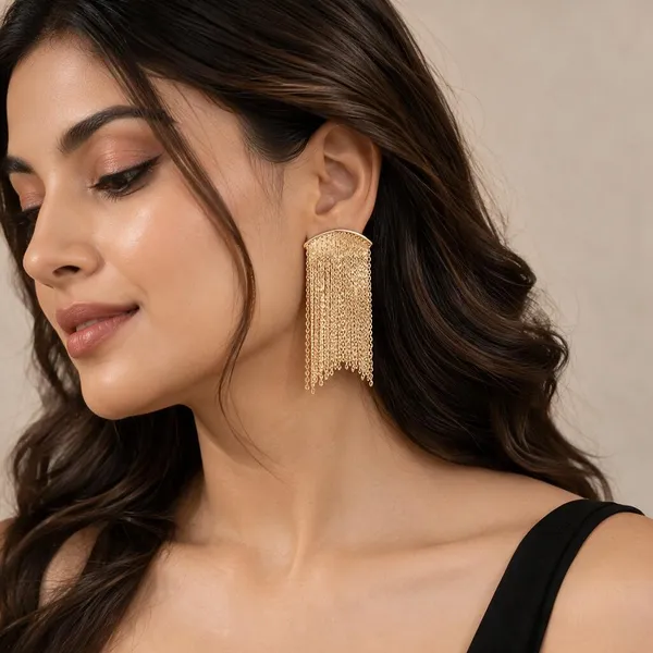 Gold_Stainless_Steel_Tassel_Earrings_For_Women