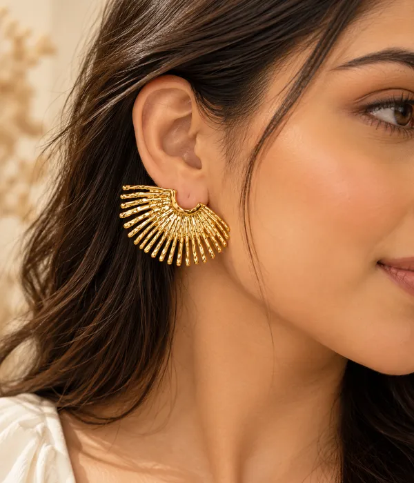 Golden-Sunburst-Statement-Earrings-Antitarnish