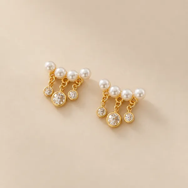 Pearl-&-Crystal-Drop-Korean-Earrings