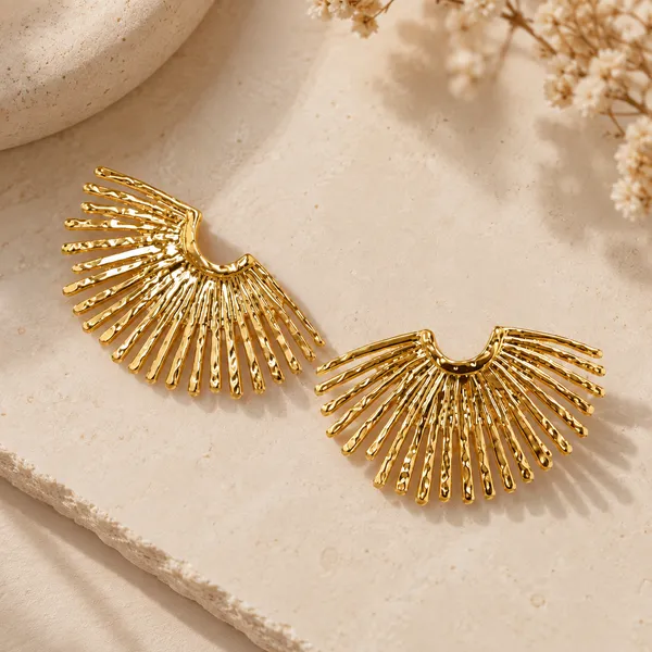 Golden-Sunburst-Statement-Earrings-Antitarnish