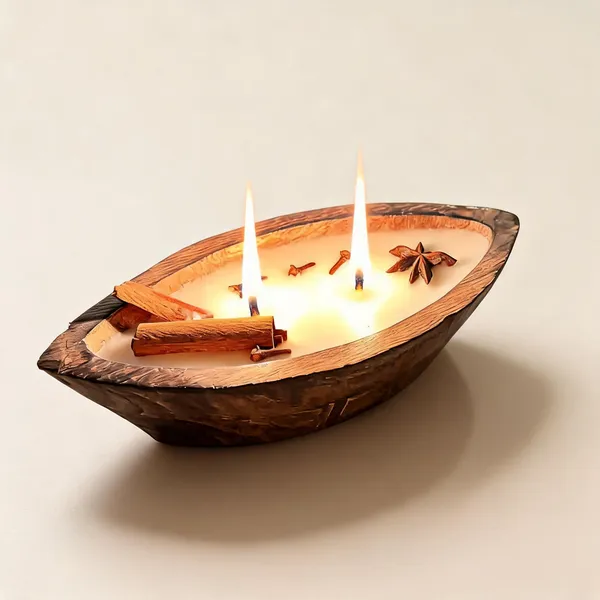 Wood_Soy_Wax_Rustic_Spice_Botanical_Boat_Decorative_Candle