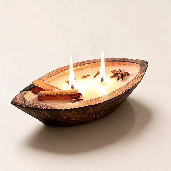 Wood_Soy_Wax_Rustic_Spice_Botanical_Boat_Decorative_Candle