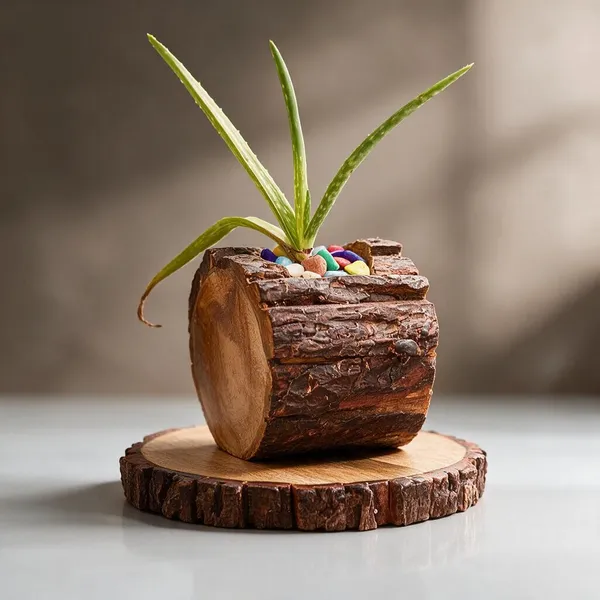 Wood_Rustic_Bark_Finish_Log_Planter
