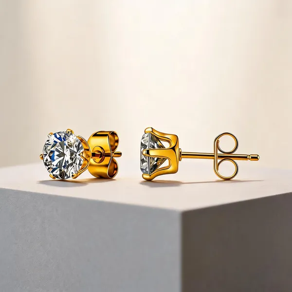 Gold_18K_Pvd_Cubic_Zirconia_Classic_Stud_Earrings_For_Women