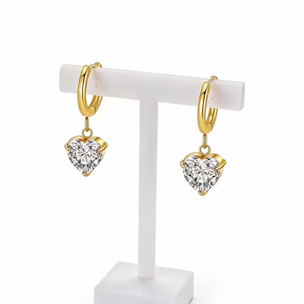Gold_18K_Pvd_Cubic_Zirconia_Heart_Drop_Hoop_Earrings_For_Women