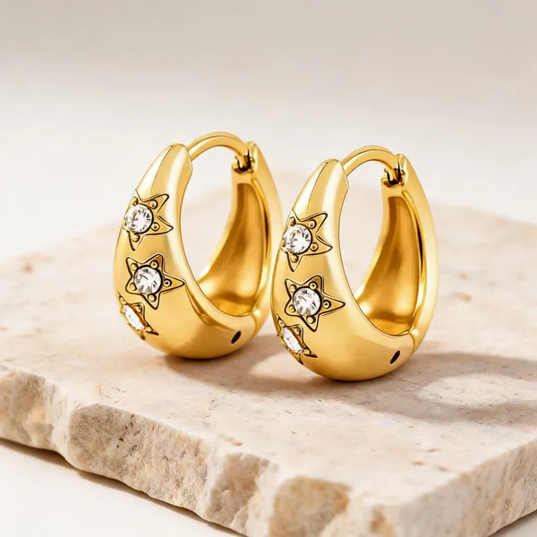 Gold_18K_Pvd_Cubic_Zirconia_Star_Hoop_Earrings_For_Women