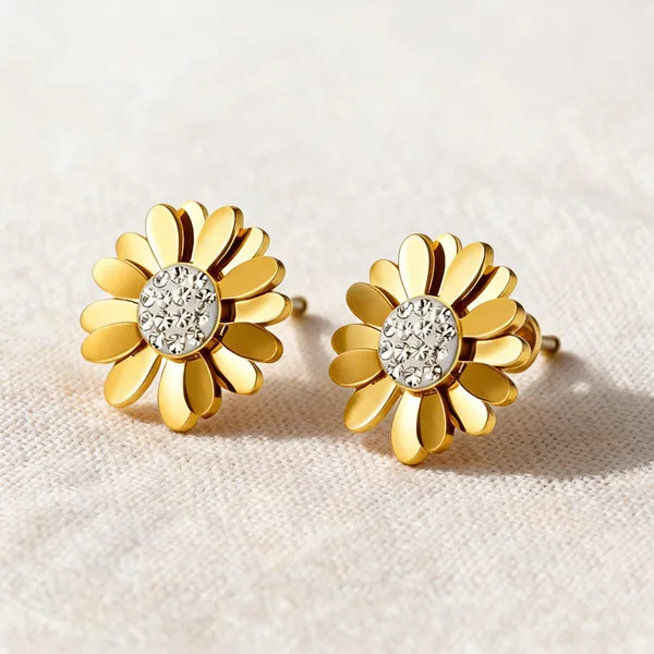 Gold_18K_Pvd_Cubic_Zirconia_Floral_Stud_Earrings_For_Women