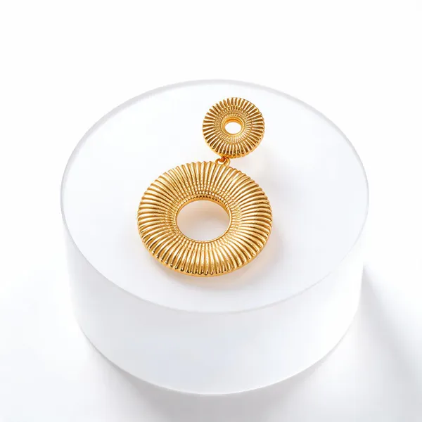 Gold_18K_Pvd_Stainless_Steel_Textured_Circular_Drop_Earrings_For_Women