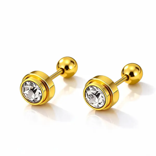 Gold_18K_Pvd_Cubic_Zirconia_Round_Stud_Earrings_For_Women
