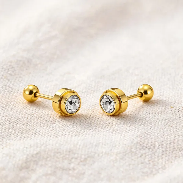 Gold_18K_Pvd_Cubic_Zirconia_Round_Stud_Earrings_For_Women