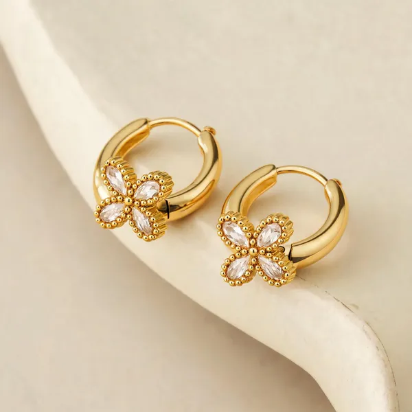 Gold_18K_Pvd_Stainless_Steel_Hoop_Floral_Stud_Earrings_Set_For_Women