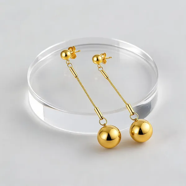 Gold_18K_Pvd_Stainless_Steel_Ball_Chain_Drop_Earrings_For_Women