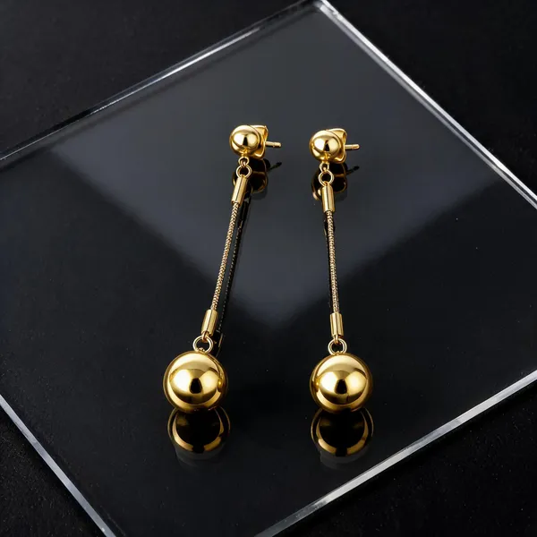 Gold_18K_Pvd_Stainless_Steel_Ball_Chain_Drop_Earrings_For_Women