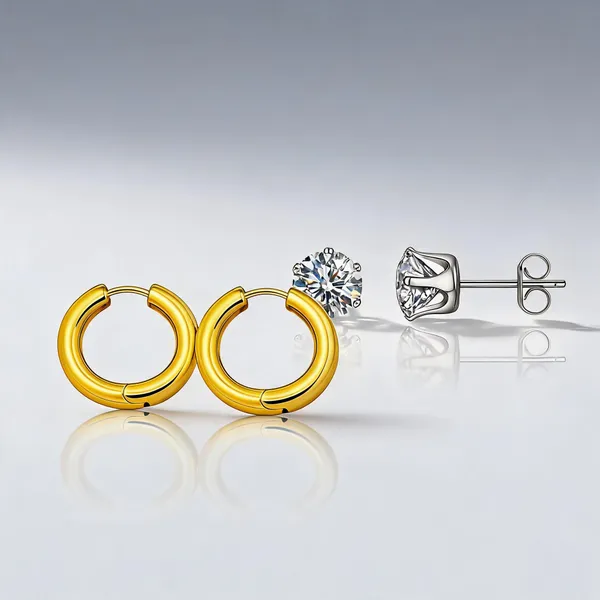 Gold_And_Silver_PVD_Cubic_Zirconia_Stud_Earrings_Duo_For_Women