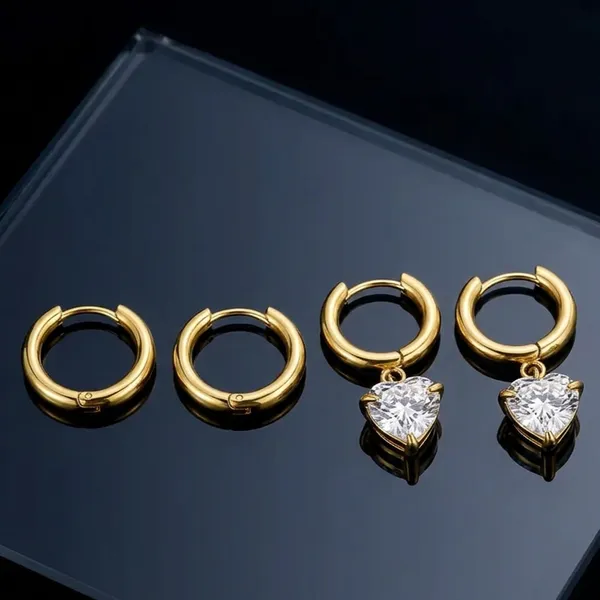 Gold_PVD_Large_Hoop_&_Cubic_Zirconia_Heart_Drop_Earrings_Gift_Set_For_Women