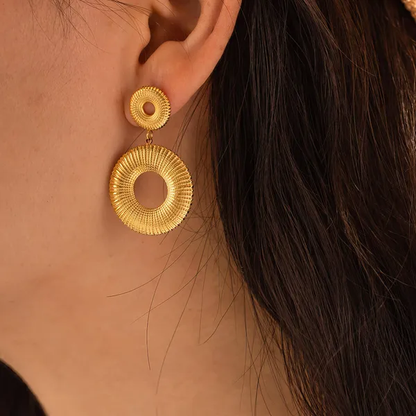 Gold_Tone_Textured_Circular_Drop_Earrings_for_Women