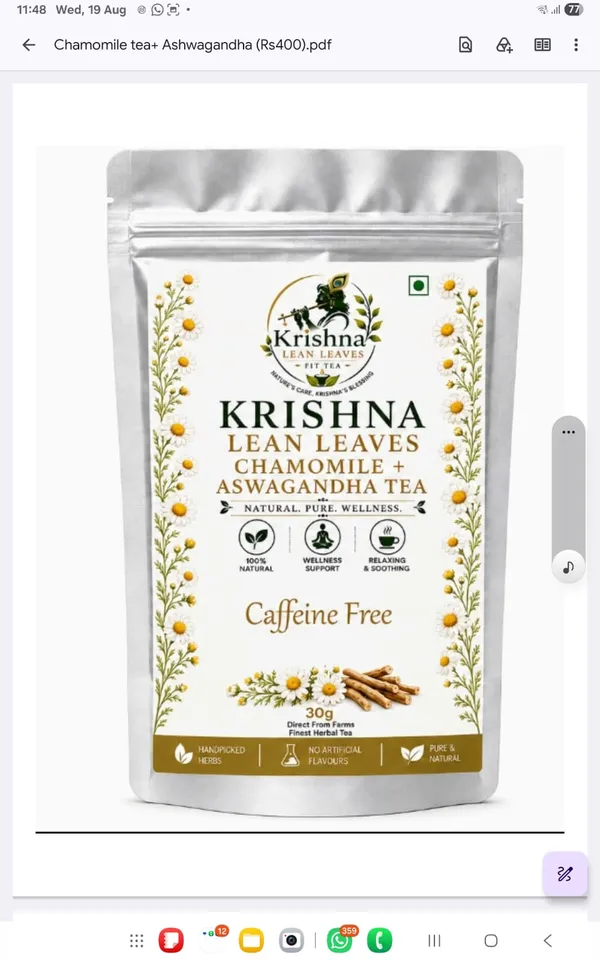 Krishna_Lean_Leaves_Chamomile_Ashwagandha_Caffeine_Free_Tea