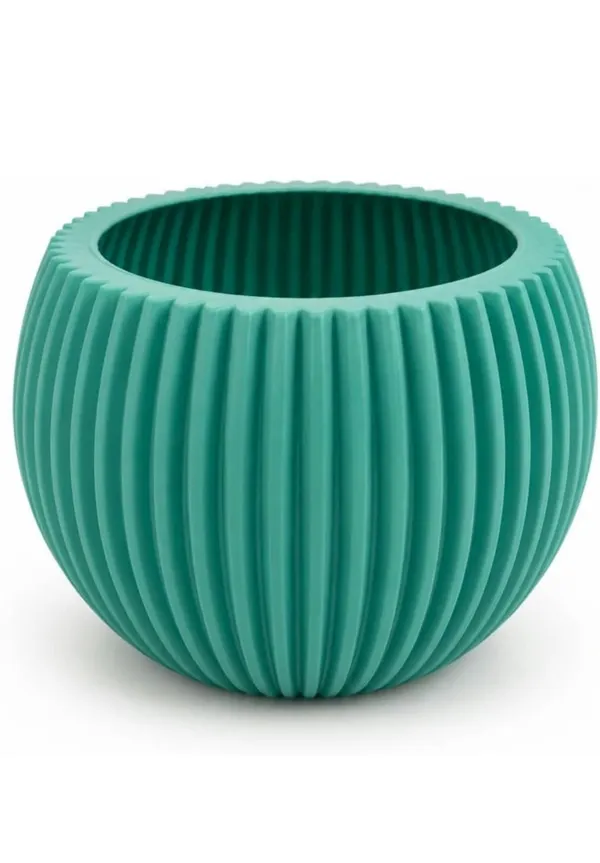 Teal_Ribbed_Round_Planter_Pot