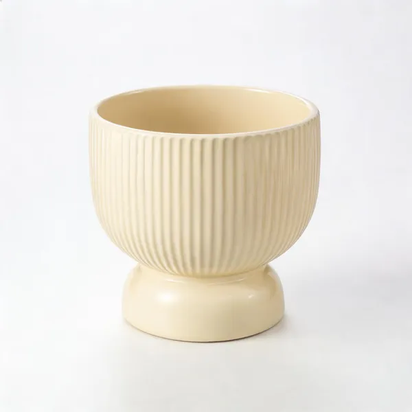 Ceramic_Modern_Ribbed_Cream_Planter_Pot