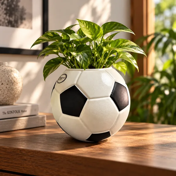 White_And_Black_Football_Planter