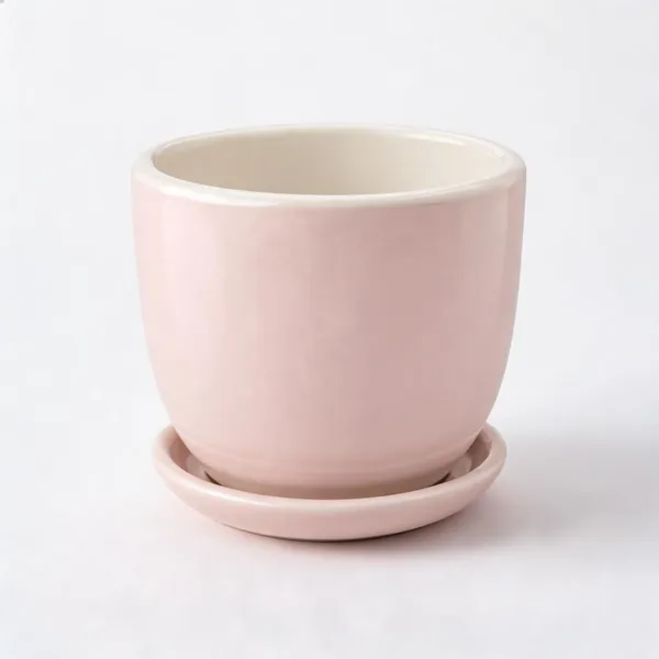 Ceramic_Decorative_Plain_Pink_Plant_Pot_With_Saucer