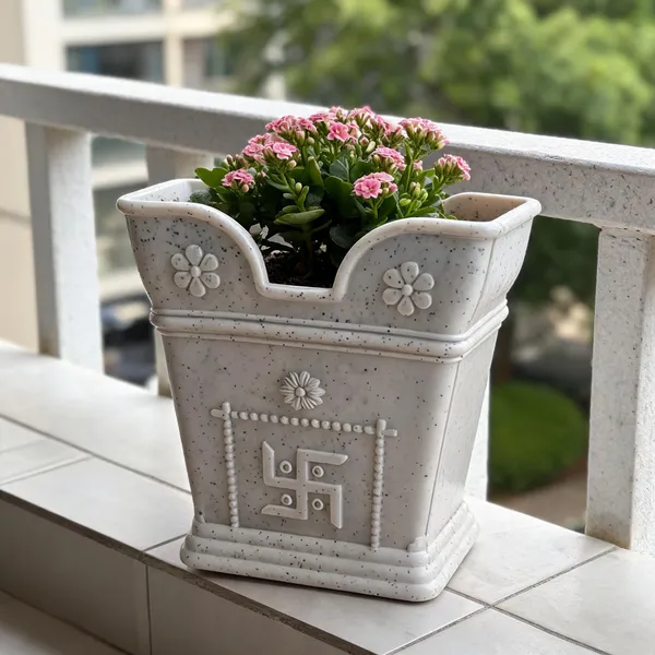 Plastic_Festive_Swastik_Floral_White_Flower_Pot
