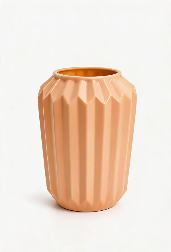 Plastic_Decorative_Terracotta_Ribbed_Decorative_Vase_-_Pack_of_3
