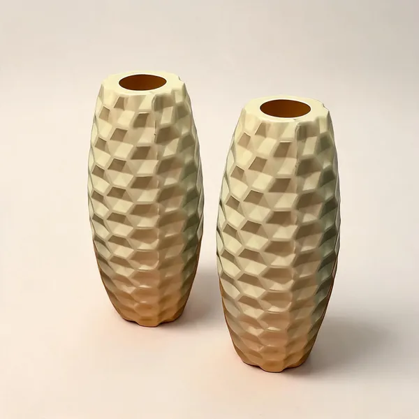 Plastic_Modern_Textured_Cream_Decorative_Vase_-_Pack_of_2