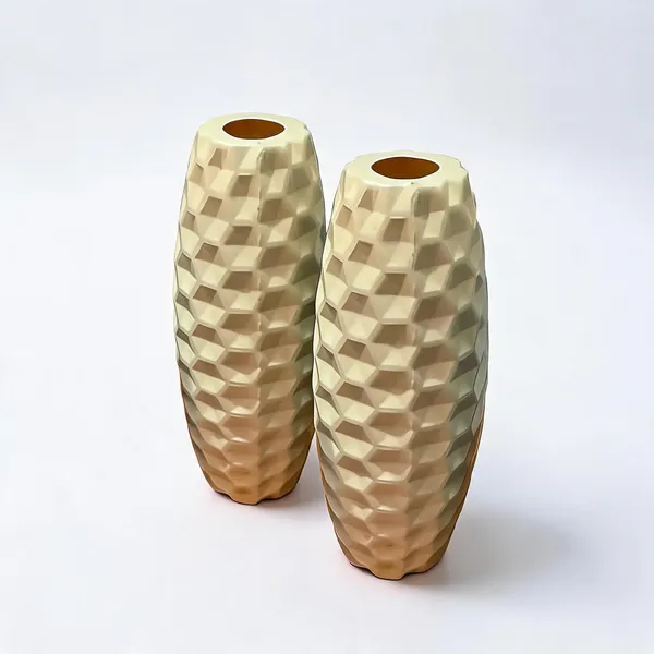 Plastic_Modern_Textured_Cream_Decorative_Vase_-_Pack_of_2