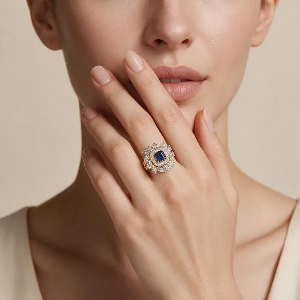 Gold_&_Blue_Metal_Bold_Statement_Stone_Ring_For_Women