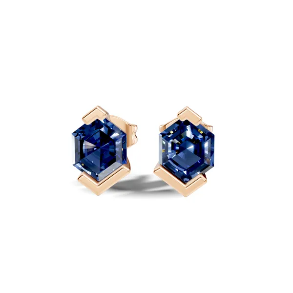 Blue_Gold_Tone_Geometric_Stud_Earrings_for_Women