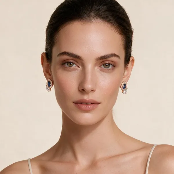 Rose_Gold_&_Blue_Metal_Stone_Drop_Earrings_For_Women