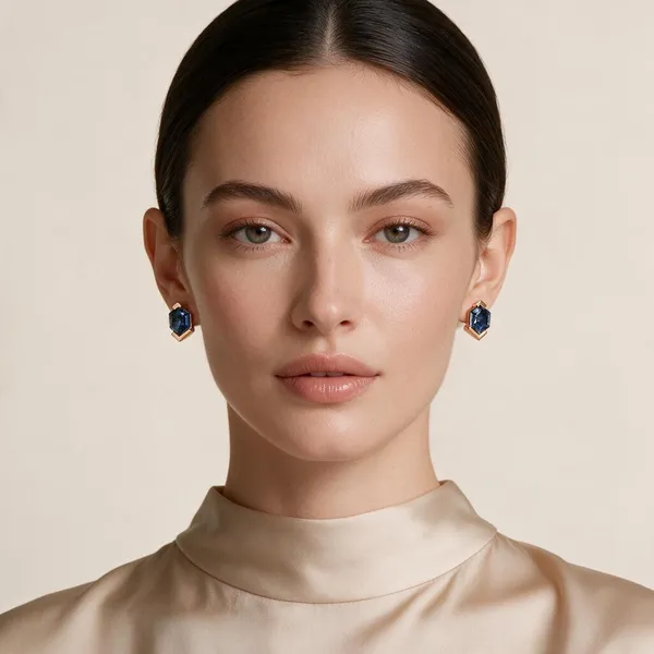 Blue_Gold_Metal_Geometric_Stud_Earring_For_Women