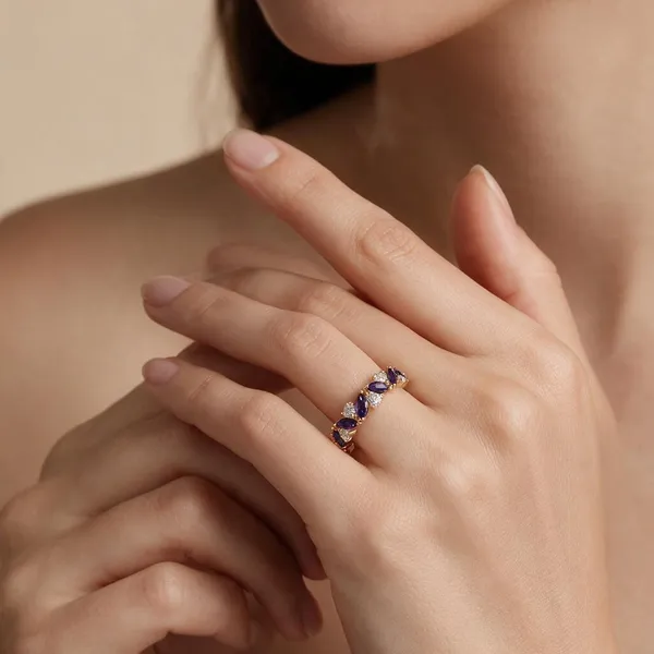 Gold_&_Blue_Metal_Stone_Ring_For_Women