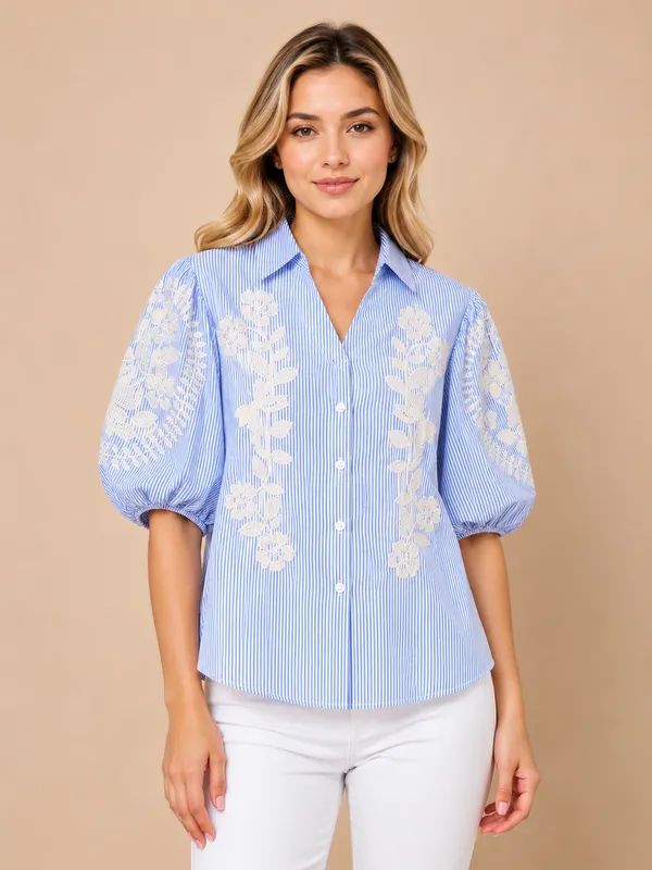 Stripe_Floral_Embroidered_Puff_Sleeve_Shirt