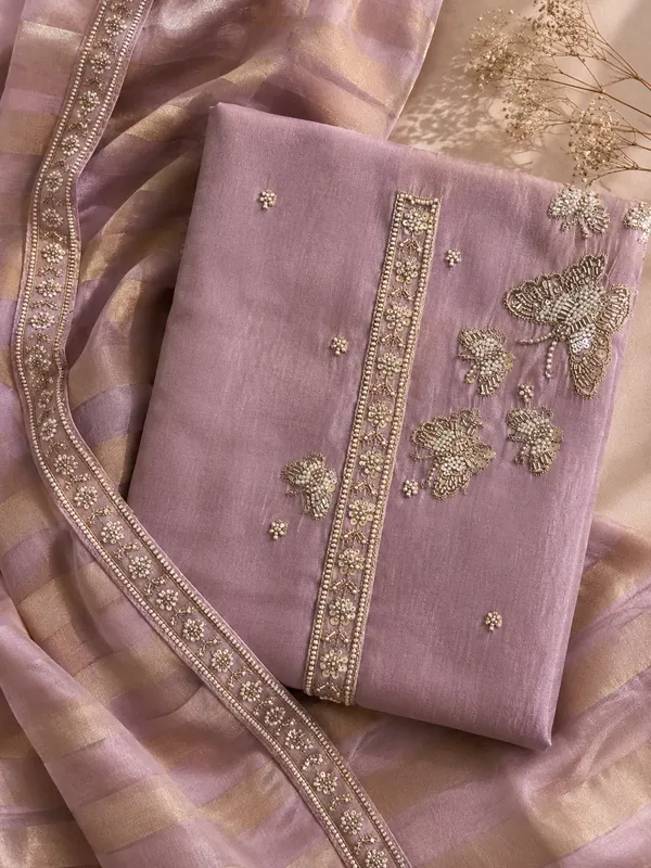 Lavender_Embroidered_Semi_Stitched_Kurti_Set_Default_Title