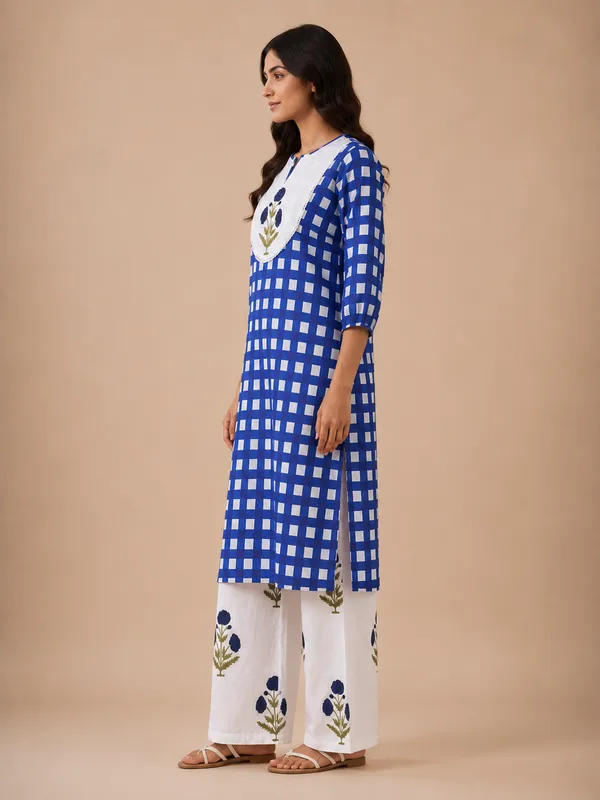Indigo_Check_Kurta_Palazzo_Set