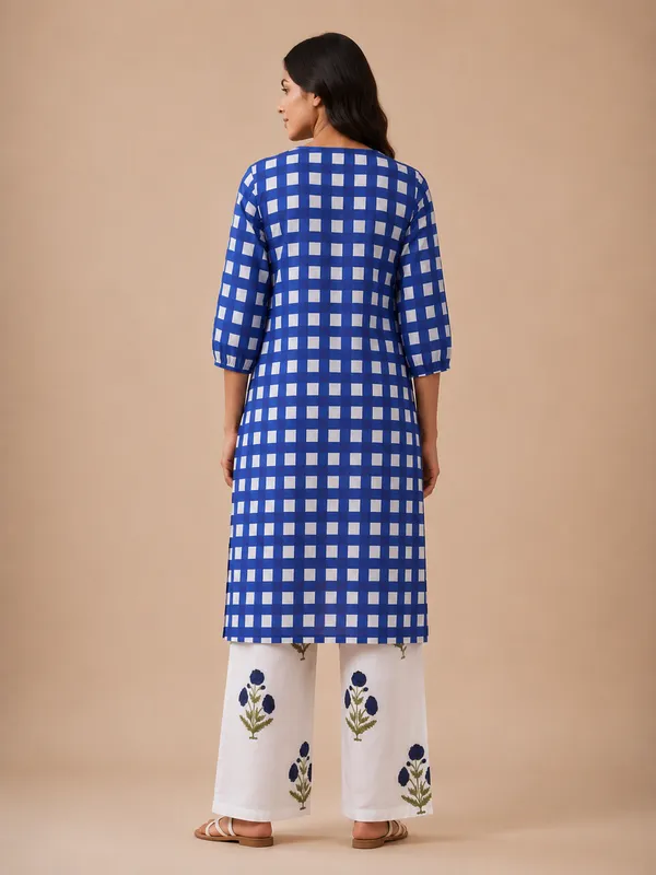 Indigo_Check_Kurta_Palazzo_Set