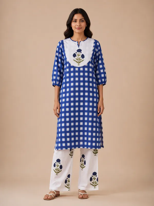 Indigo_Check_Kurta_Palazzo_Set