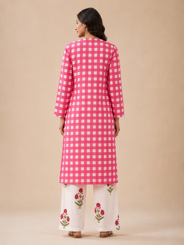 Pink_Check_Kurta_Palazzo_Set_Default_Title