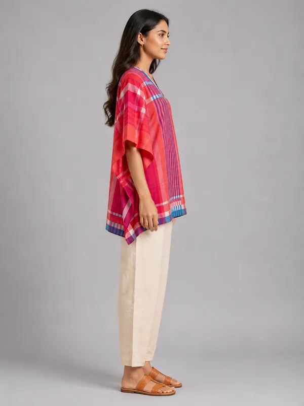 Pink_Checked_Kaftan_Co_Ord_Set